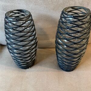 Elegant Black Spiral Glass Vases